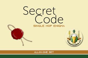 Kompletní balíček surovin na vaření piva, dle receptu SECRET CODE Single hop Enigma, kde byl použit chmel Enigma.